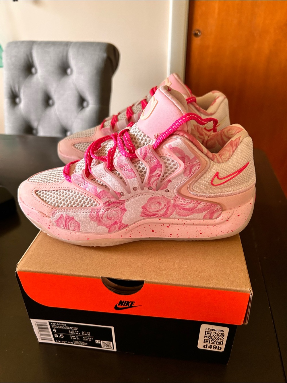 Nike KD18 Aunt Pearl Pink Basketball Sneakers